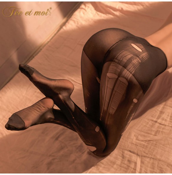 FEE ET MOI Ultra-Thin Ripped Stockings Sexy Pantyhose (Black)